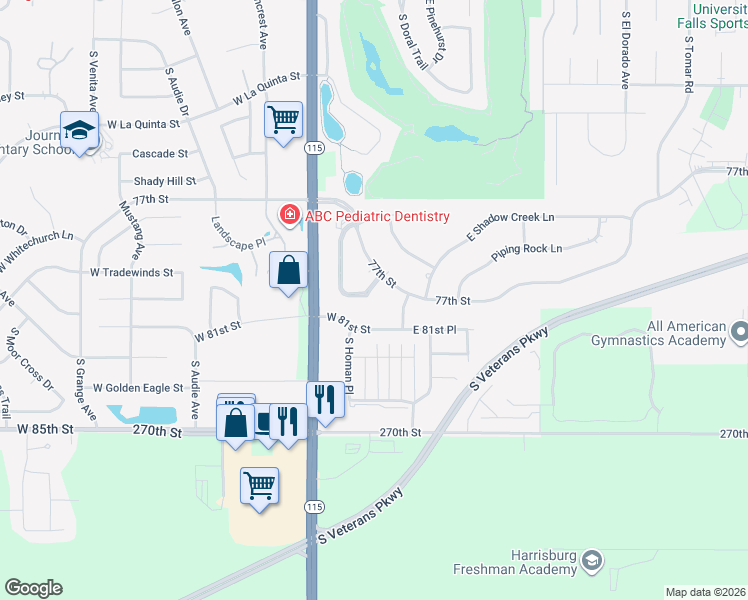 map of restaurants, bars, coffee shops, grocery stores, and more near 7321 South Edinburg Place in Sioux Falls