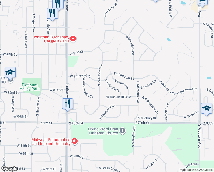 map of restaurants, bars, coffee shops, grocery stores, and more near S Valencia Dr in Sioux Falls