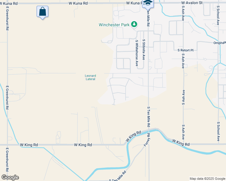 map of restaurants, bars, coffee shops, grocery stores, and more near 1025 South Kalahari Avenue in Kuna