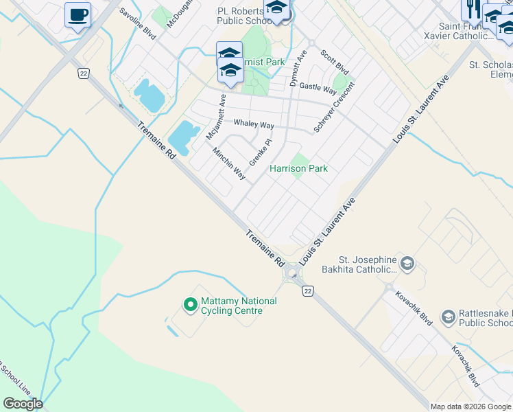 map of restaurants, bars, coffee shops, grocery stores, and more near Mockridge Terrace in Milton