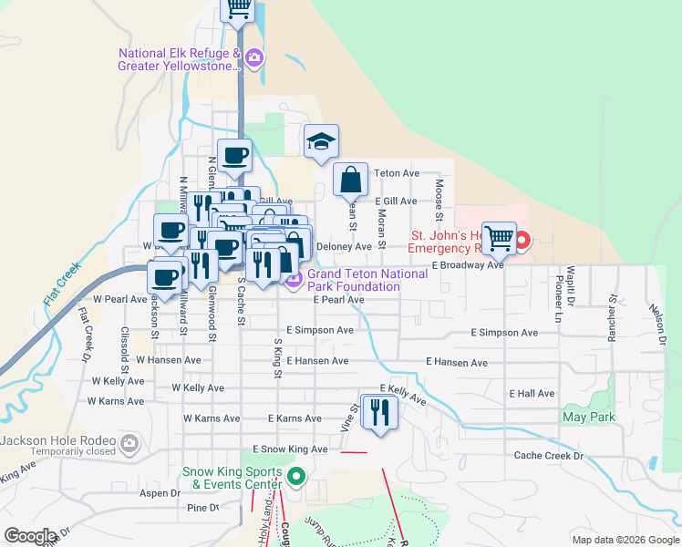 map of restaurants, bars, coffee shops, grocery stores, and more near 40 June Grass in Jackson