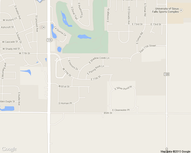map of restaurants, bars, coffee shops, grocery stores, and more near 404 E 77th St in Sioux Falls