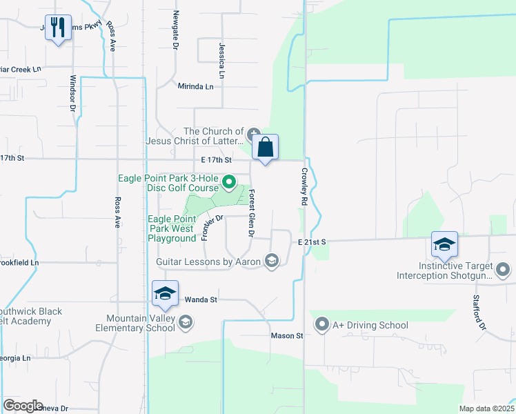 map of restaurants, bars, coffee shops, grocery stores, and more near 1929 Eagles Homestead Drive in Ammon