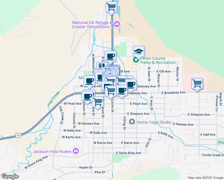 map of restaurants, bars, coffee shops, grocery stores, and more near in Jackson