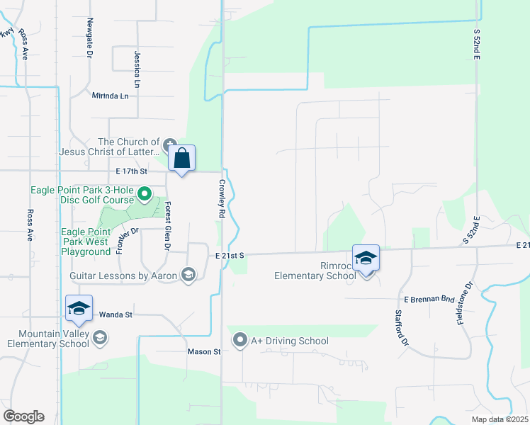 map of restaurants, bars, coffee shops, grocery stores, and more near 1807 South 45th East in Idaho Falls
