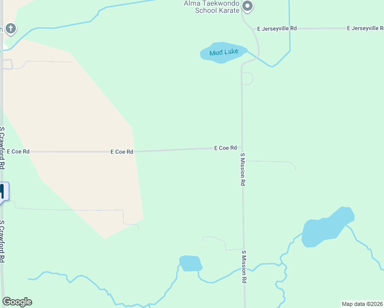 map of restaurants, bars, coffee shops, grocery stores, and more near 3780 East Coe Road in Shepherd