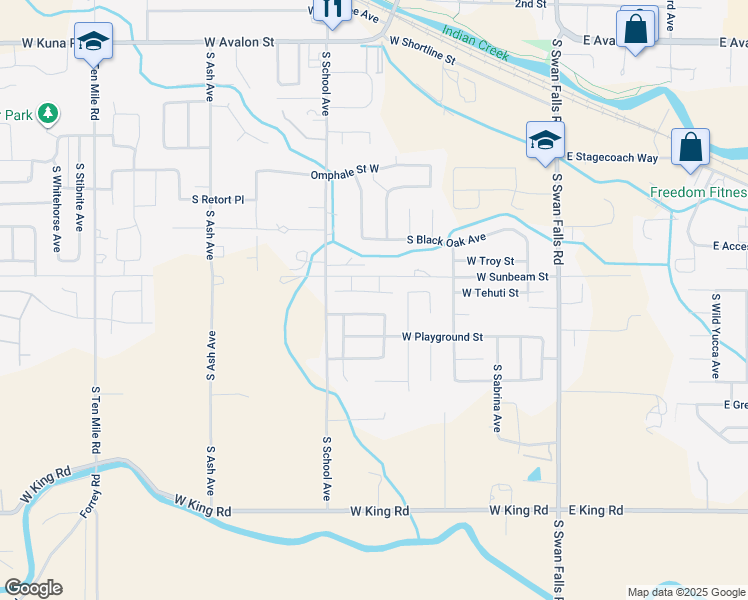 map of restaurants, bars, coffee shops, grocery stores, and more near 906 South Library Avenue in Kuna