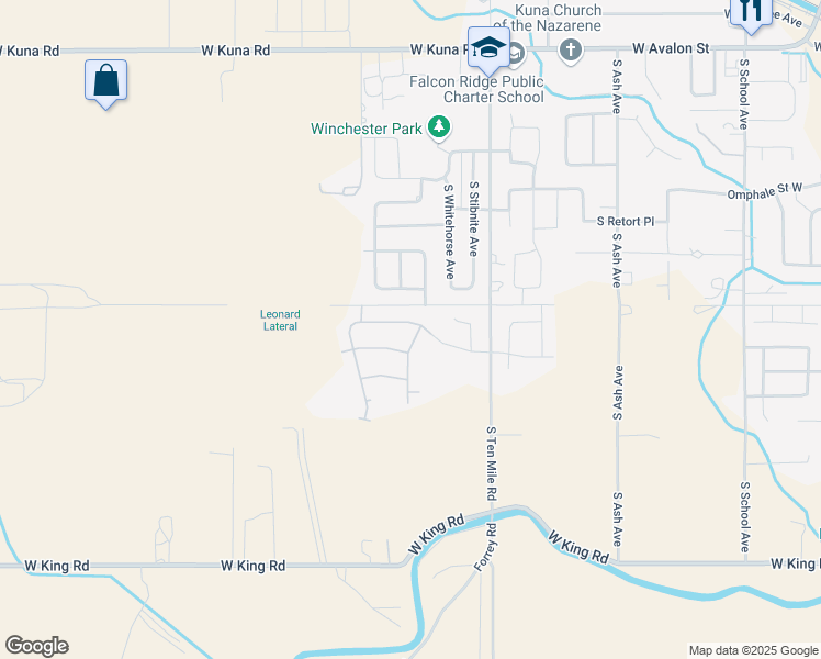 map of restaurants, bars, coffee shops, grocery stores, and more near 1857 West Sahara Drive in Kuna