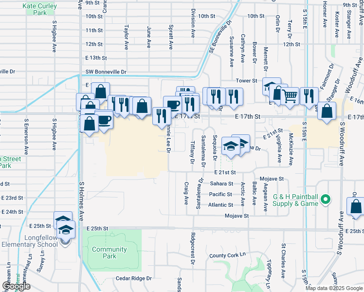 map of restaurants, bars, coffee shops, grocery stores, and more near 1937-2031 Jennie Lee Drive in Idaho Falls