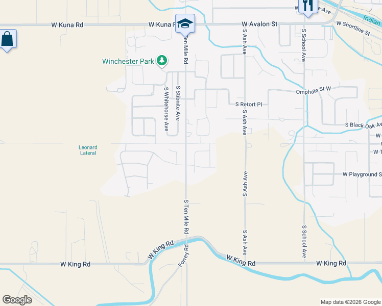 map of restaurants, bars, coffee shops, grocery stores, and more near 899 South Rangipo Avenue in Kuna