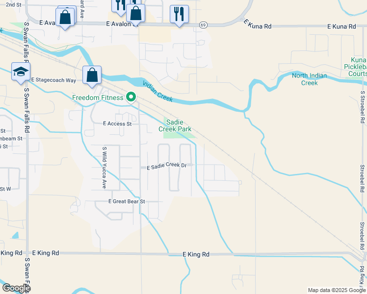 map of restaurants, bars, coffee shops, grocery stores, and more near 864 South Penmark Avenue in Kuna