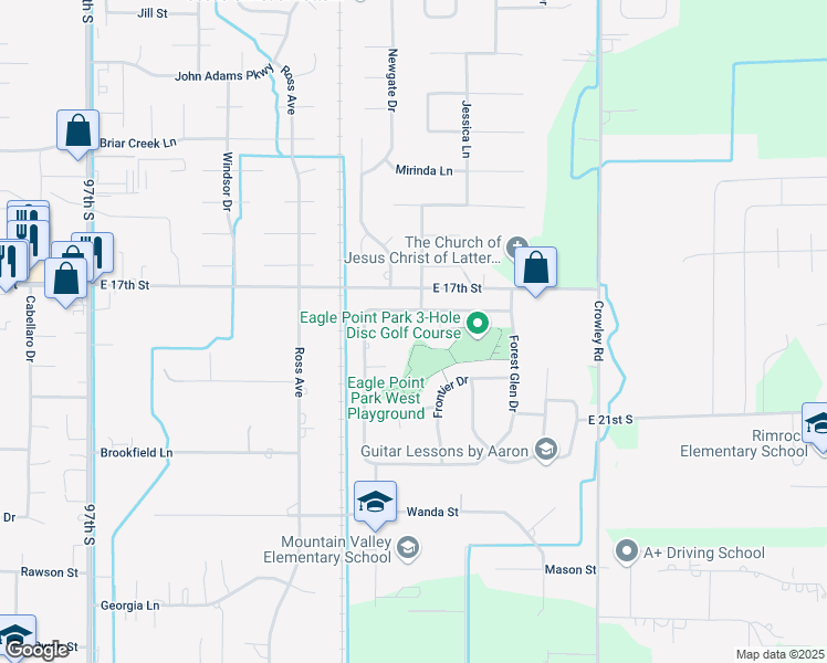 map of restaurants, bars, coffee shops, grocery stores, and more near 4180 Willow Canyon Drive in Ammon