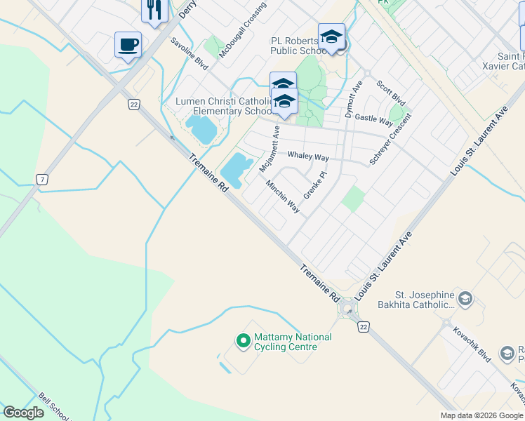 map of restaurants, bars, coffee shops, grocery stores, and more near 766 Challinor Terrace in Milton