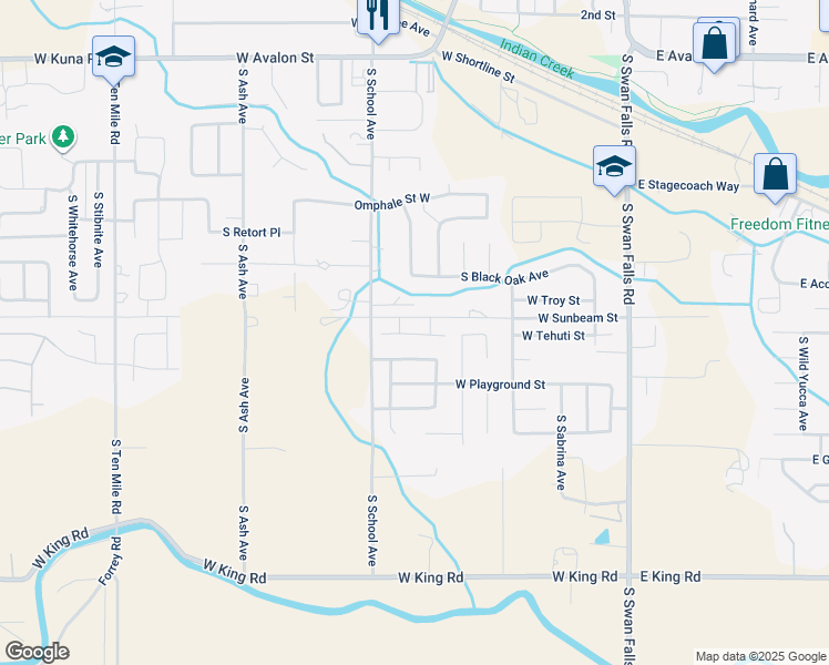 map of restaurants, bars, coffee shops, grocery stores, and more near 824 West Sandbox Street in Kuna