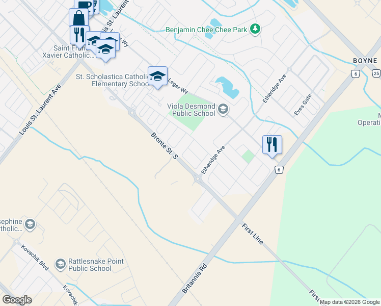 map of restaurants, bars, coffee shops, grocery stores, and more near 1458 Pratt Heights in Milton
