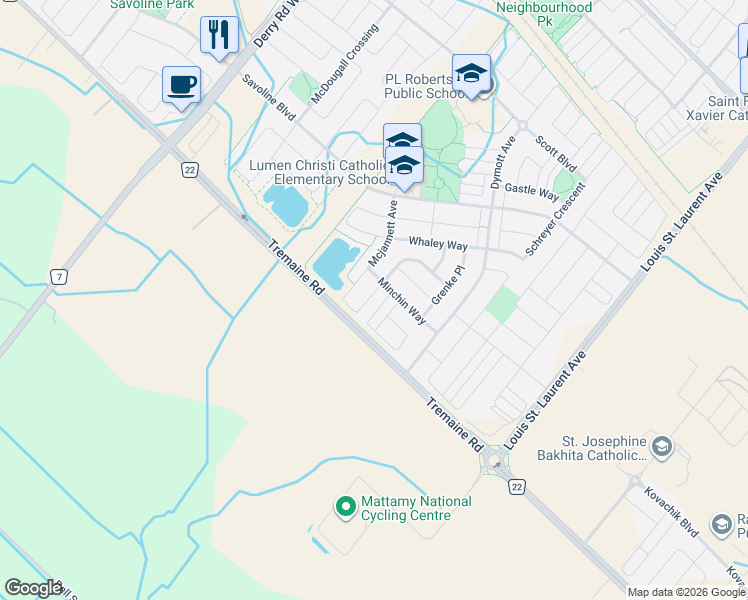 map of restaurants, bars, coffee shops, grocery stores, and more near 495 McJannett Avenue in Milton
