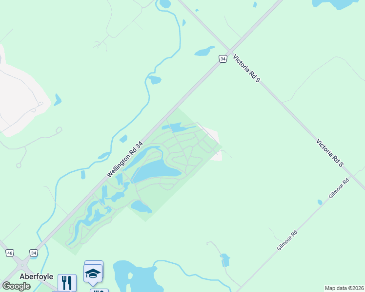 map of restaurants, bars, coffee shops, grocery stores, and more near 2 Pavilion Road in Puslinch