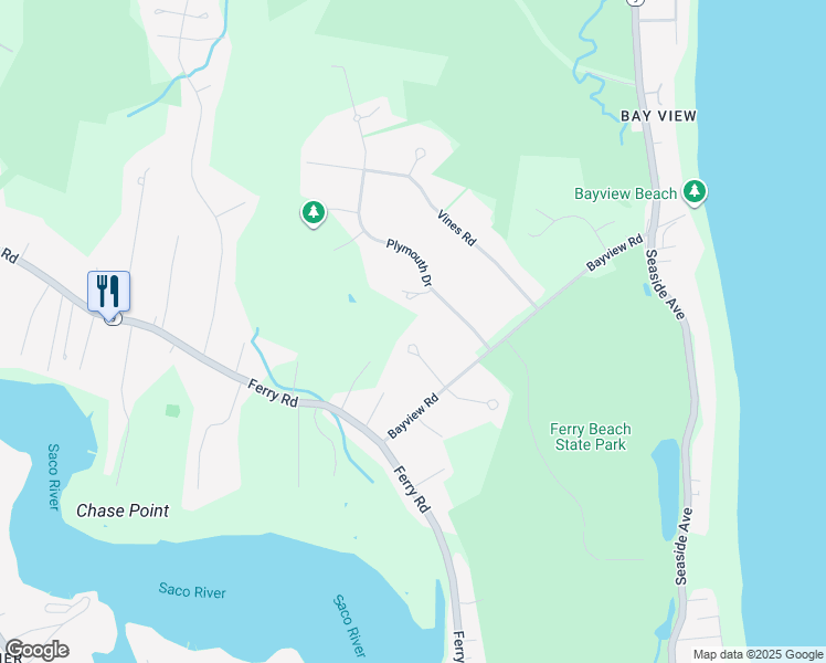 map of restaurants, bars, coffee shops, grocery stores, and more near 7 Christopher Terrace in Saco