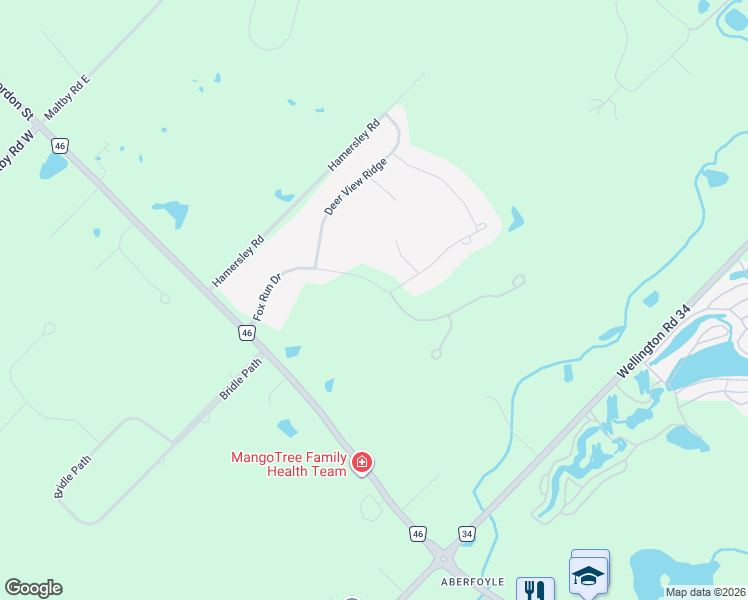 map of restaurants, bars, coffee shops, grocery stores, and more near 18 Fox Run Drive in Guelph