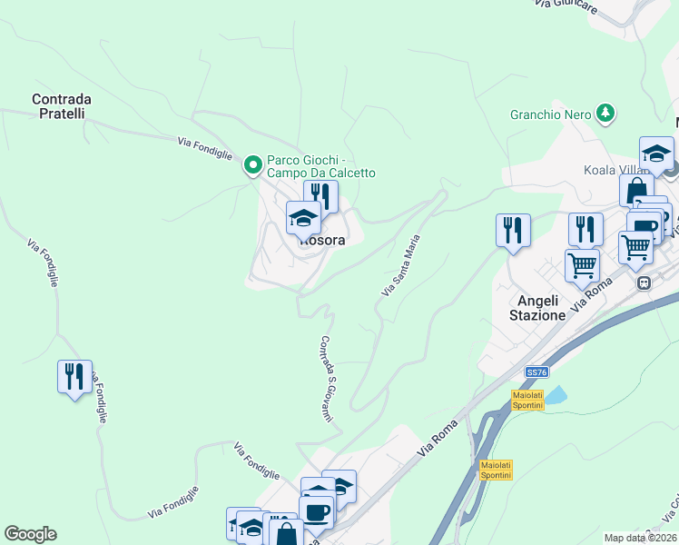 map of restaurants, bars, coffee shops, grocery stores, and more near 7 Via San Maria in Provincia di Ancona