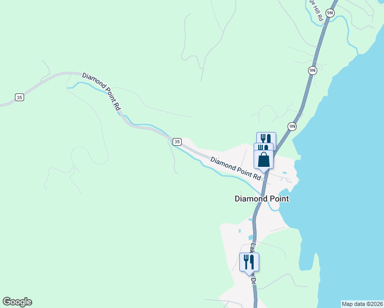 map of restaurants, bars, coffee shops, grocery stores, and more near 780 Diamond Point Road in Diamond Point