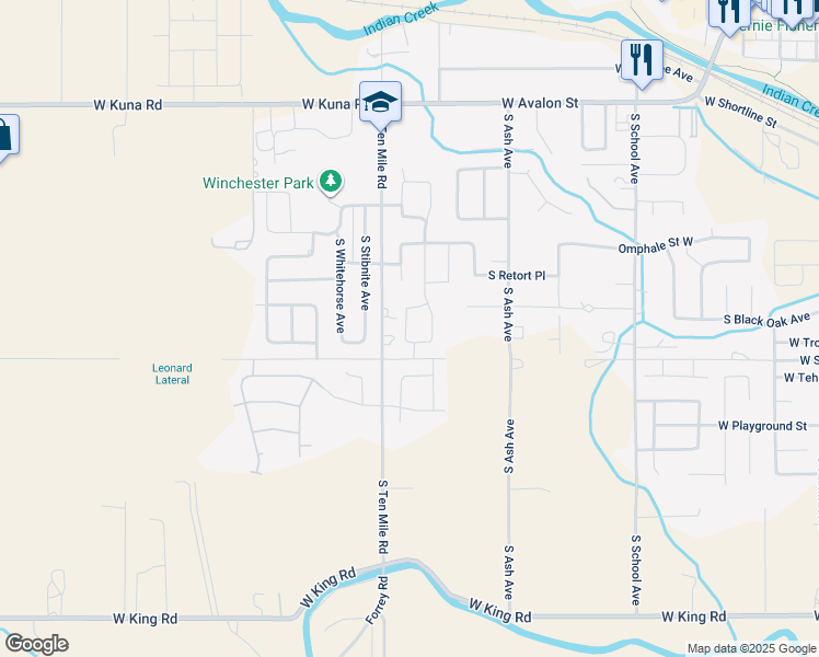 map of restaurants, bars, coffee shops, grocery stores, and more near 750 South 10 Mile Road in Kuna
