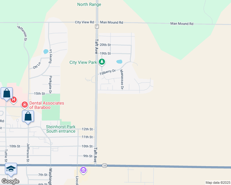 map of restaurants, bars, coffee shops, grocery stores, and more near 1400 15th Street in Baraboo
