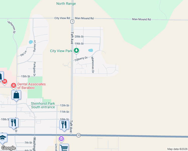 map of restaurants, bars, coffee shops, grocery stores, and more near 1500 15th Street in Baraboo