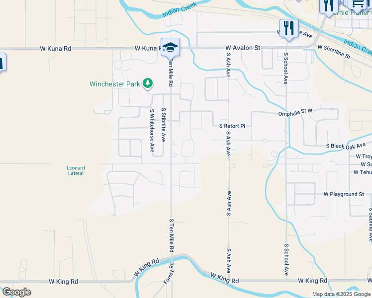 map of restaurants, bars, coffee shops, grocery stores, and more near 750 South 10 Mile Road in Kuna
