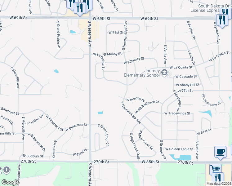 map of restaurants, bars, coffee shops, grocery stores, and more near 1408 West Heatherridge Circle in Harrisburg