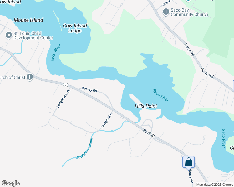 map of restaurants, bars, coffee shops, grocery stores, and more near 33 Decary Road in Biddeford
