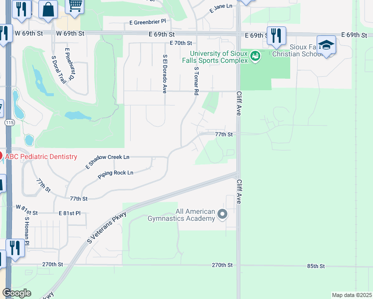 map of restaurants, bars, coffee shops, grocery stores, and more near 7301 South Cliff Avenue in Harrisburg