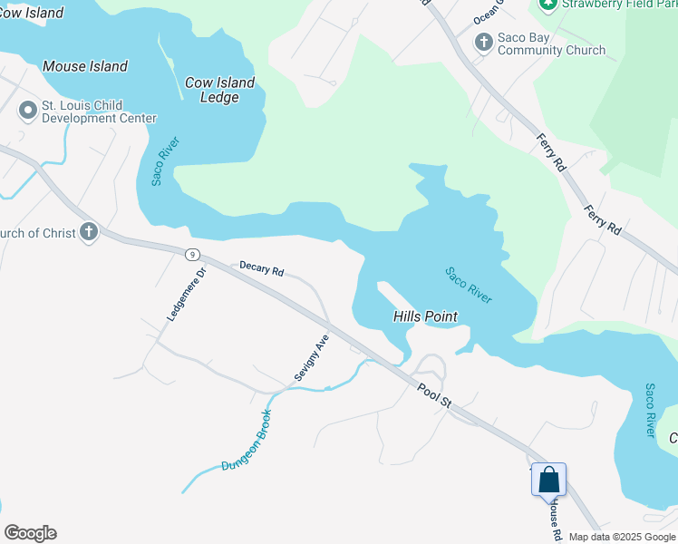 map of restaurants, bars, coffee shops, grocery stores, and more near 33 Decary Road in Biddeford