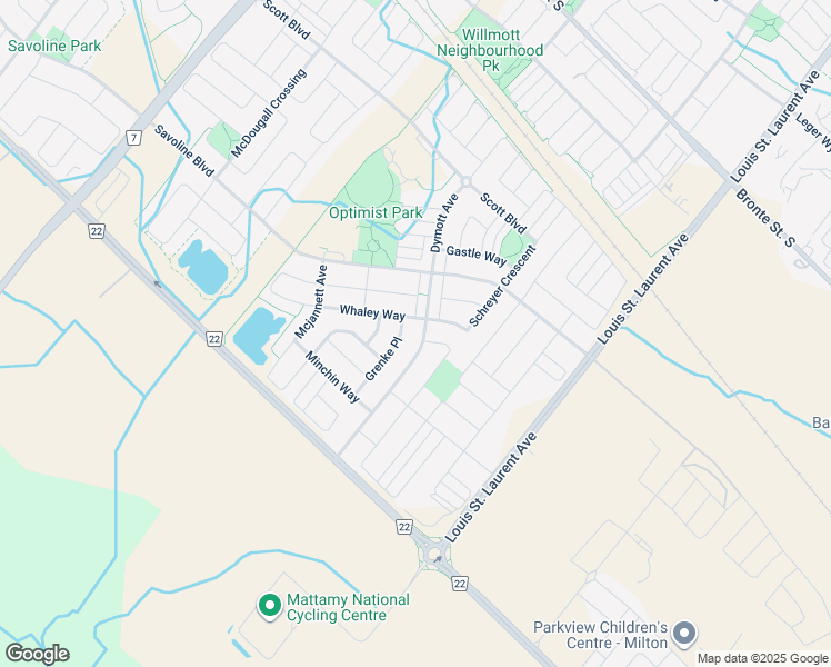 map of restaurants, bars, coffee shops, grocery stores, and more near 301 Nakerville Crescent in Milton