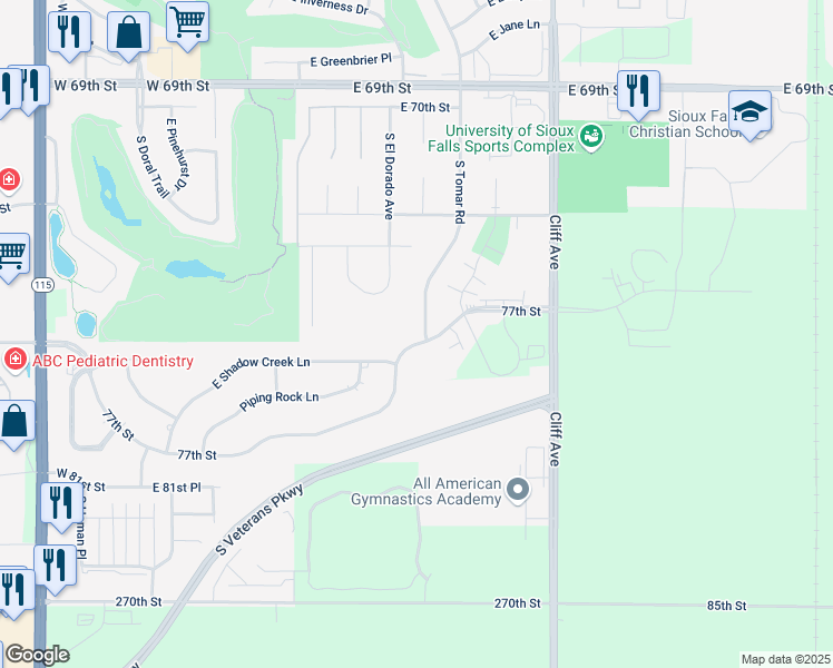 map of restaurants, bars, coffee shops, grocery stores, and more near 7301 South Cliff Avenue in Harrisburg