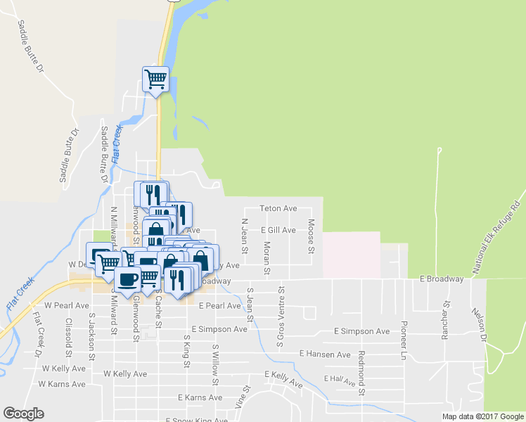 map of restaurants, bars, coffee shops, grocery stores, and more near 295 Moran Street in Jackson