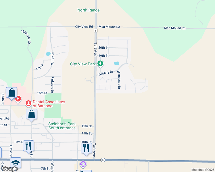 map of restaurants, bars, coffee shops, grocery stores, and more near 1400 15th Street in Baraboo