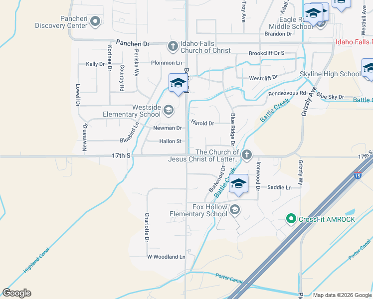 map of restaurants, bars, coffee shops, grocery stores, and more near 1550-1598 South Bellin Road in Idaho Falls