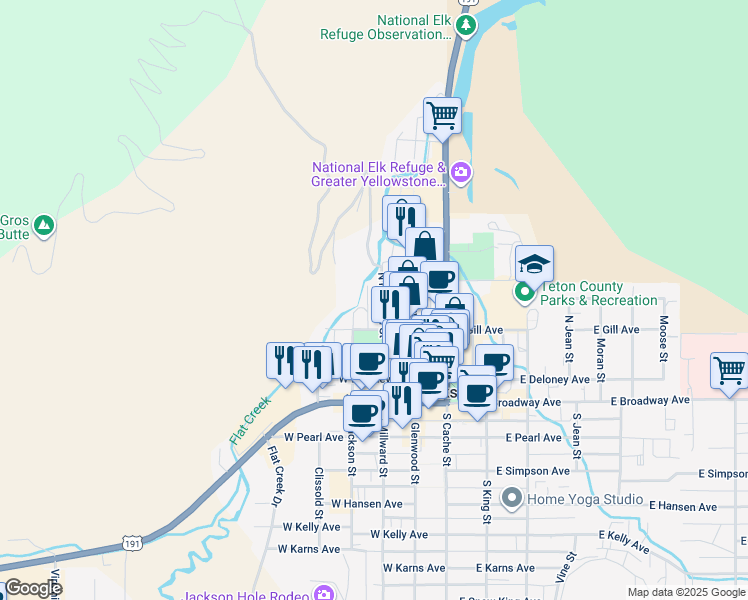 map of restaurants, bars, coffee shops, grocery stores, and more near 347 Millward St in Jackson