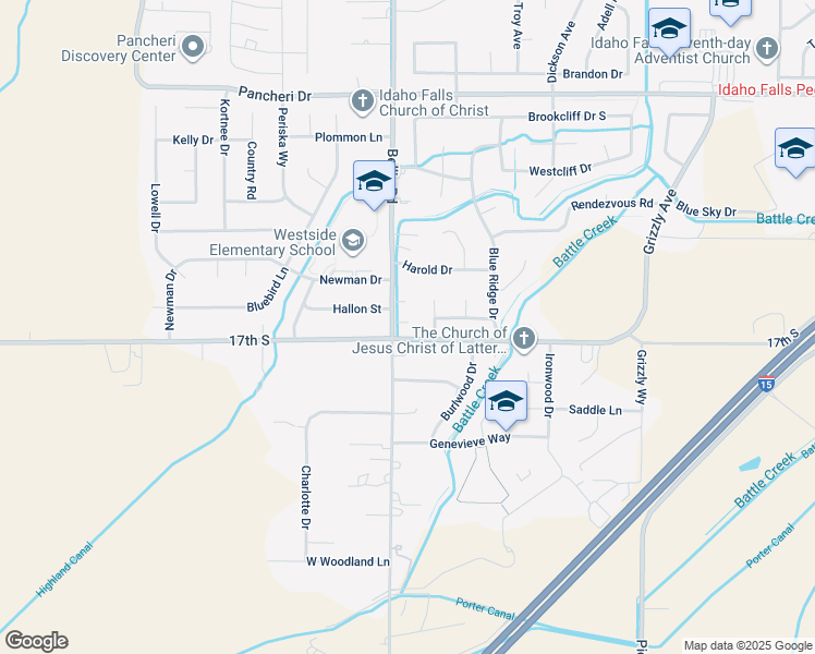 map of restaurants, bars, coffee shops, grocery stores, and more near 1550-1598 South Bellin Road in Idaho Falls