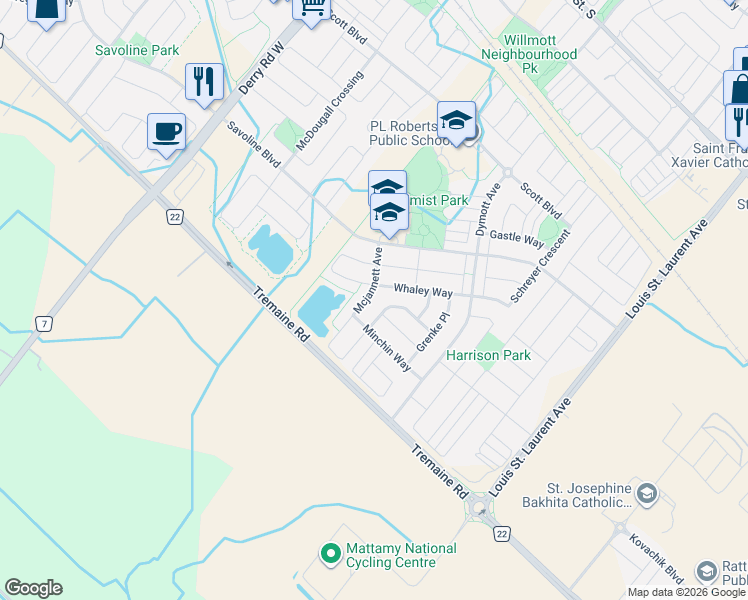 map of restaurants, bars, coffee shops, grocery stores, and more near 382 McJannett Avenue in Milton