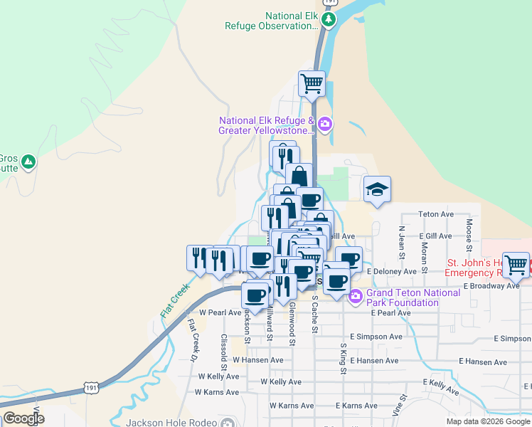 map of restaurants, bars, coffee shops, grocery stores, and more near 347 Millward St in Jackson