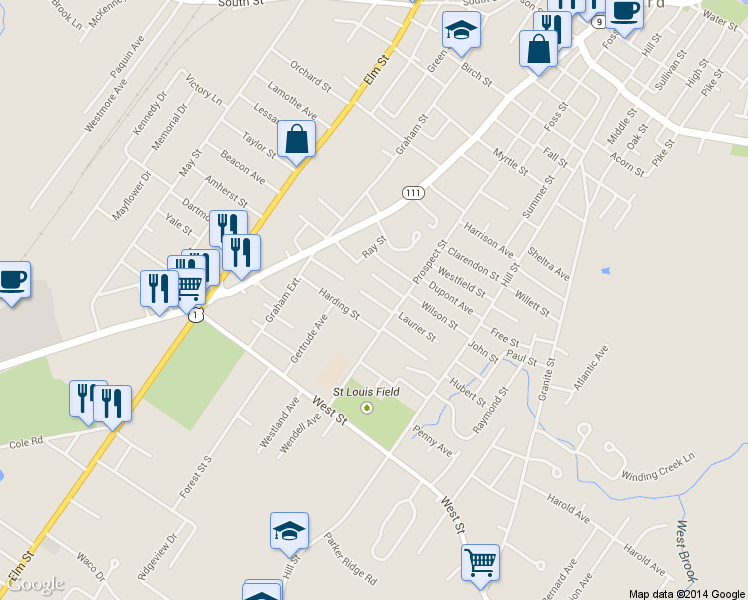 map of restaurants, bars, coffee shops, grocery stores, and more near 27 Herring Avenue Ext in Biddeford