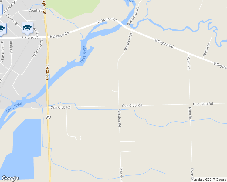 map of restaurants, bars, coffee shops, grocery stores, and more near 975 Arrowhead Drive West in Caro