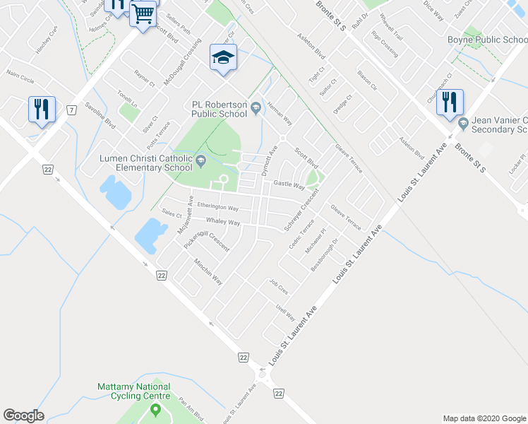 map of restaurants, bars, coffee shops, grocery stores, and more near 324 Dymott Avenue in Milton