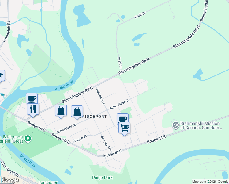 map of restaurants, bars, coffee shops, grocery stores, and more near 15 Norbert Place in Kitchener