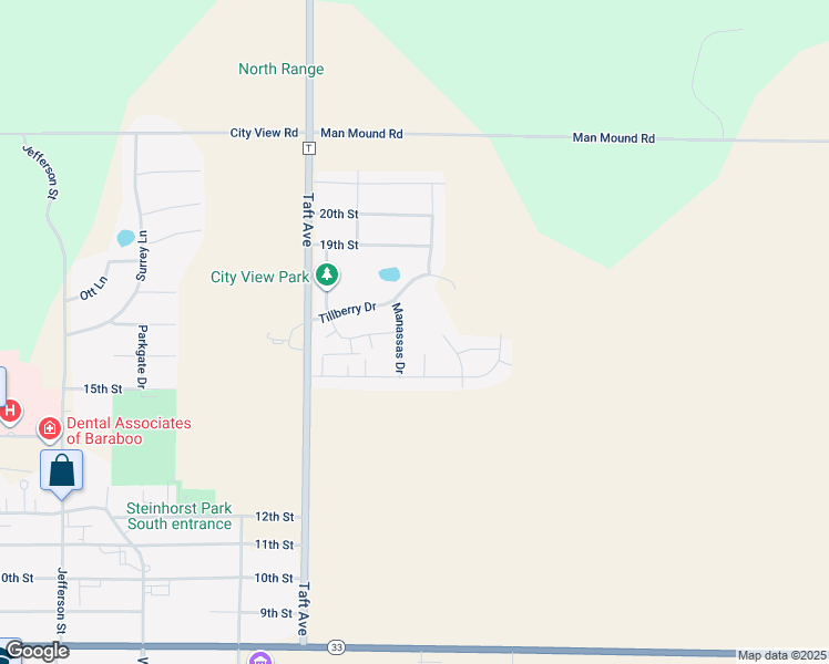 map of restaurants, bars, coffee shops, grocery stores, and more near 1721 Manassas Drive in Baraboo