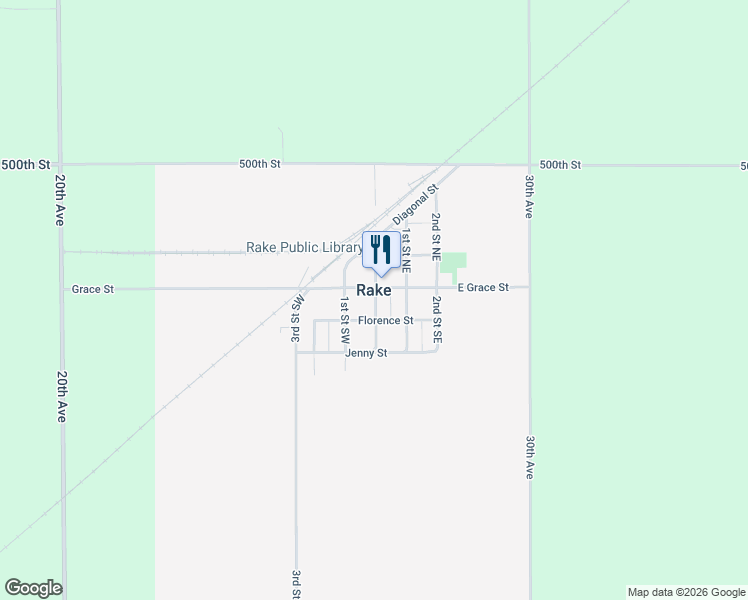 map of restaurants, bars, coffee shops, grocery stores, and more near in Rake