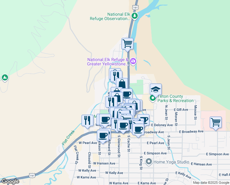 map of restaurants, bars, coffee shops, grocery stores, and more near 145 Mercill Avenue in Jackson