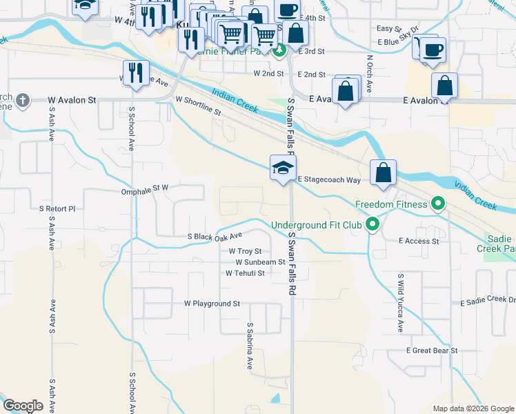 map of restaurants, bars, coffee shops, grocery stores, and more near 298 West Tallulah Drive in Kuna